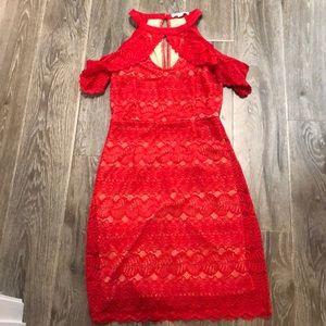 NWOT Francesca’s red lace dress